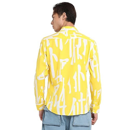 Campus Sutra Mens Regular Fit Shirt (CBSRM23_CSMSSRT5658_Lemon Yellow