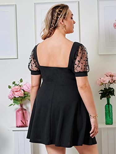 Greciilooks Western Dress For Women || Lycra Solid Fancy Dress For Girls || Dot Printed Mesh Short Net Sleeve || Flared Dress Fo