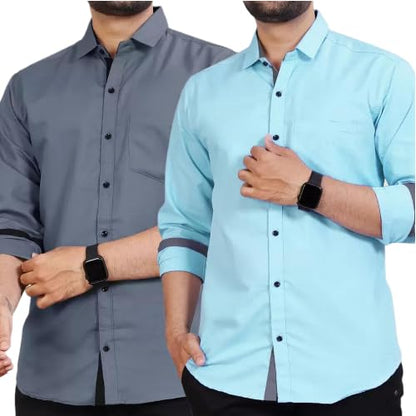 Tee Projekt Combo Casual Shirt for Men Spread Collar Long Sleeve Shirt Casual, Formal, Home