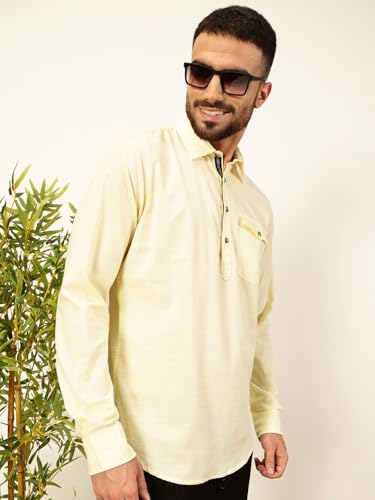 Thomas Scott Men Solid Cotton Linen Kurta Shirt (Ts1531)