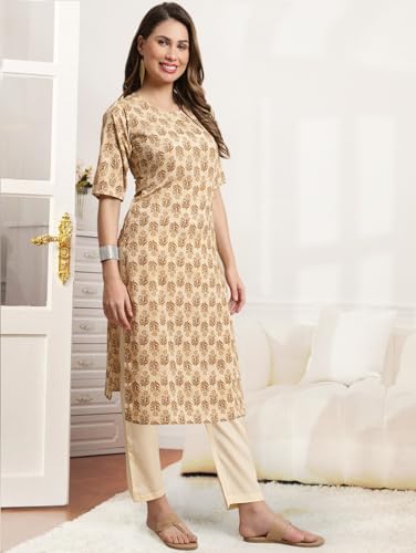Pinkmint Printed Round Neck Kurta Set For Women Ll Kurti & Pant Set For Women Ll Regular Fit Kurta Set (Pack Of 2)