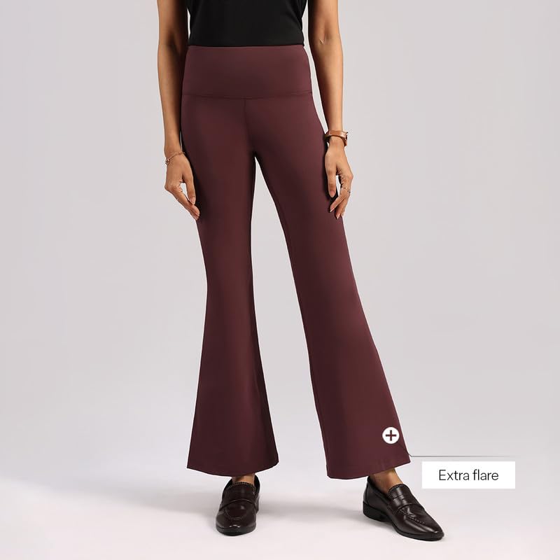 BlissClub Ultimate Flare Pants Lite for Women Above 55 ft Tall | High Waist Trousers and Formal Pants for Office wear | Comfort