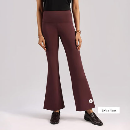 BlissClub Ultimate Flare Pants Lite for Women Above 55 ft Tall | High Waist Trousers and Formal Pants for Office wear | Comfort