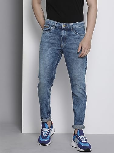 The Indian Garage Co Men Slim Fit Solid Mid-Rise Stretchable Mid Rise Jeans Blue