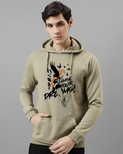 ADRO Men's Printed Hoodie, Cotton, Size 36, Pista Color, Model H24-DREAM-PT