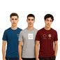 Nobero MenS Graphic Print Regular Fit T-Shirt (1M-Twts-C0760-Pack_Grey Melange/Wine Red/Marine