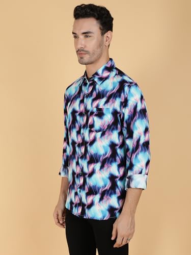 Kotty Mens Printed Rayan Full Sleeves Shirts(Multicolor,S)