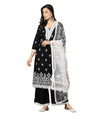 Stylum WomenS Black Ethnic Printed Rayon A-Line Kurta Palazzo Dupatta Set