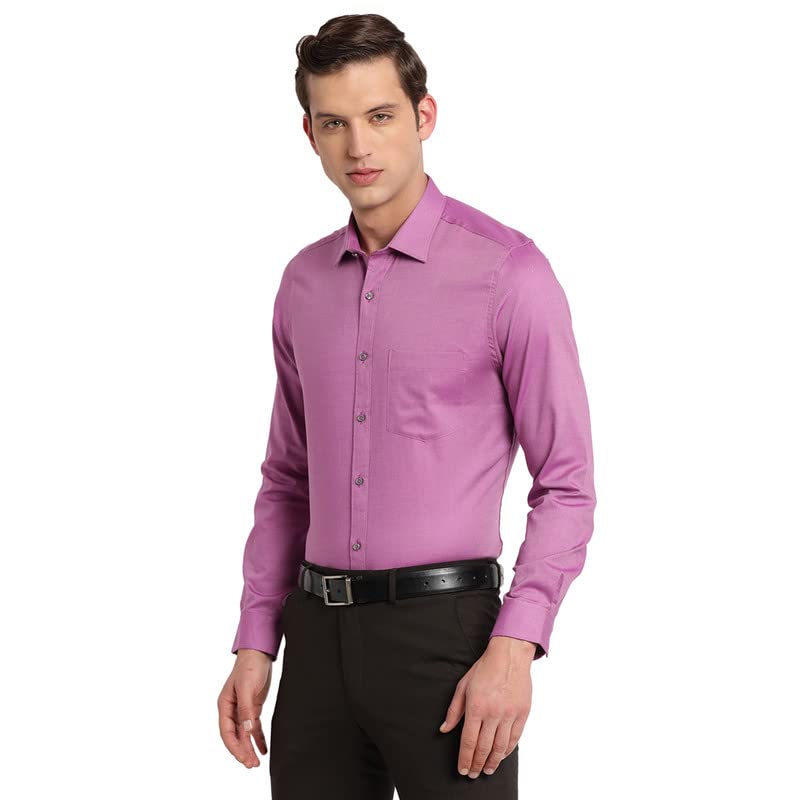 Turtle Men Purple Cotton Solid Slim Fit Formal Shirts