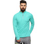 Campus Sutra Mens Mint Green Basic Activewear T-Shirt for Casual Wear | Mock Neck | Long Sleeve | Half-Zipper Closure | Polyest