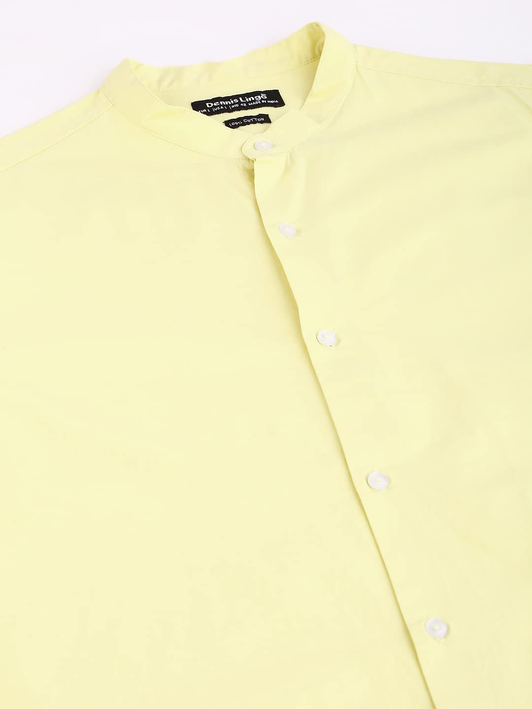Dennis Lingo MenS Solid Chinese Collar Dusty Lemon Casual Shirt