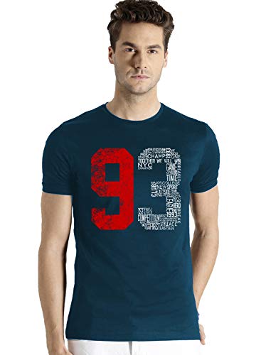 ADRO Men's 93 Number Printed Cotton T-Shirt (Steel Blue;XX-Large)