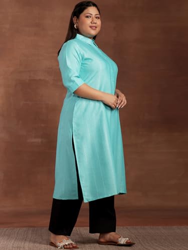 Extra Love By Libas Women's Cotton Woven Design Straight Kurta