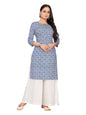 rangita Blue Rayon Straight Printed Knee Length Kurti | Kurta for Women