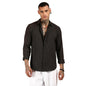 Campus Sutra Mens Midnight Black Solid Seersucker Shirt for Casual Wear | Spread Collar | Long Sleeve | Button Closure | Shirt