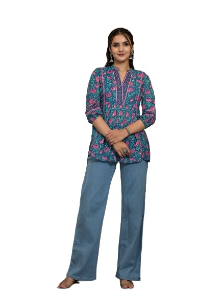 Varanga Women Floral Printed Drawstring Detail Kurti