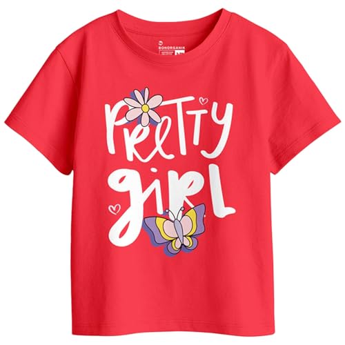 Bon Organik Girls Regular Fit T-Shirt (BON16107_Multi