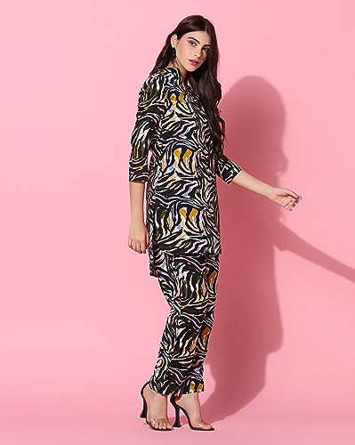 TOPLOT Co ord Kurta Set for Women Printed Straight Cotton Kurta with Pant