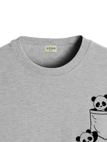 ADRO Men's Solid Regular Fit T-Shirt (RN24-POC-GR_Grey