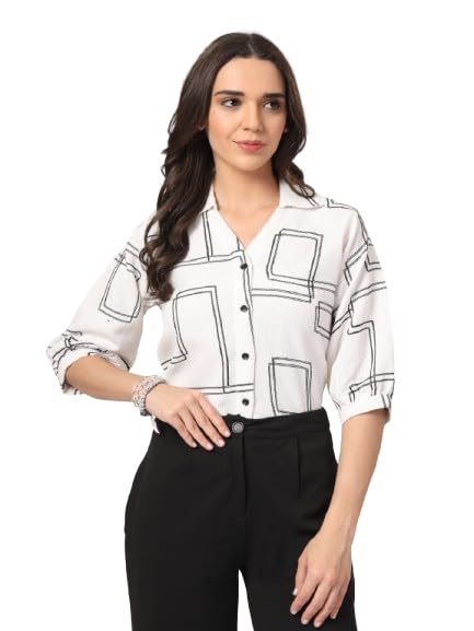 Style Quotient Women White and Black Oversize Shirt