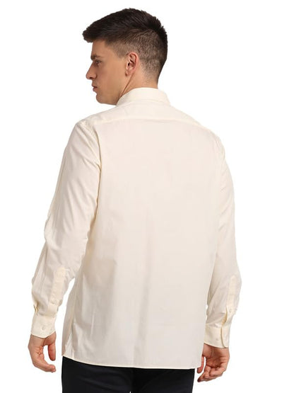 Turtle Men 100% Cotton Cream Solid Regular Fit Formal Shirt