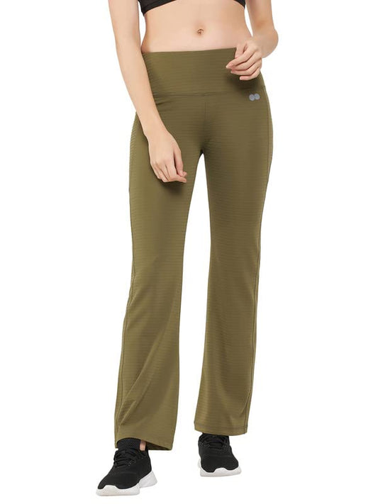 Clovia Womens Comfort-Fit High Waist Flared Yoga Pants (AB0090D17_Green_XXL)