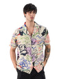 The Souled Store Official Popeye: Graffiti Men And Boys Short Sleeves Collared Neck Button Front Multicolor All Over Printed Ray