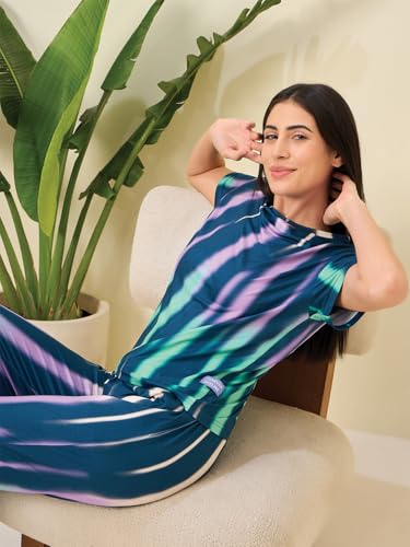 Sweet Dreams Women Printed Pyjama Set Teal