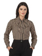 Style Quotient Women Beige Striper top with Front tie-up
