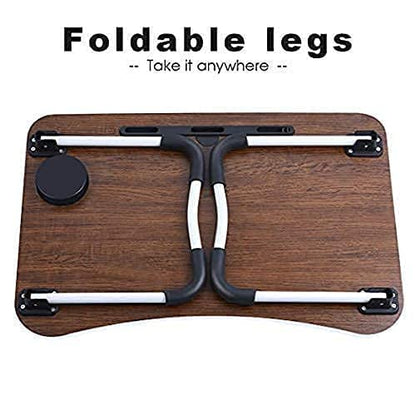 YAJNAS Wooden Multipurpose Foldable Laptop Table with Cup & Tab Holder| Table Holder Study Table, Breakfast Table, Foldable and