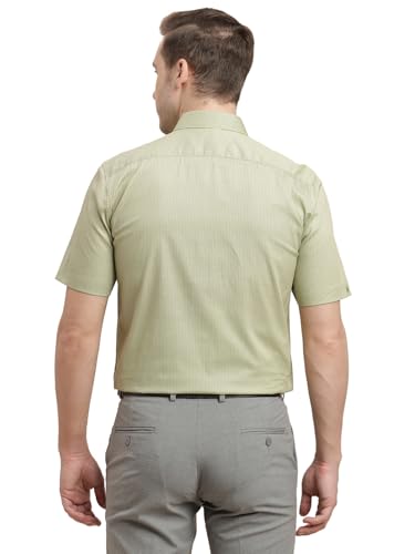 Turtle Men 100% Cotton Regular Fit Olive Printed Half Sleeve Formal Shirt