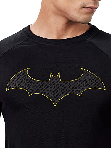 The Souled Store Men Official Batman: The Emblem Black Printed Drop Cut T-Shirts Drop Cut T-Shirts Fashionable Trendy Graphic Pr