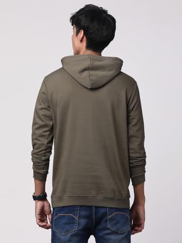 ADRO Mens Cotton Solid Hoodie Sweatshirts (H23-PLN-OL_Olive)