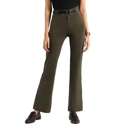 BlissClub AM:PM Air Flare Trousers Cotton for Women Above 55 ft Tall | Bootcut Trousers and Formal Pants for Women Office wear