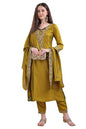 Pratham Blue Womens Silk Embroidered Straight Kurta Palazzos with Dupatta |Kurta Set for Women |Womens Kurta |Women Embroidere