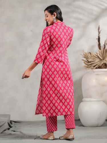 Anubhutee Ethnic Motif Printed Collared Straight Kurta With Trouser Set