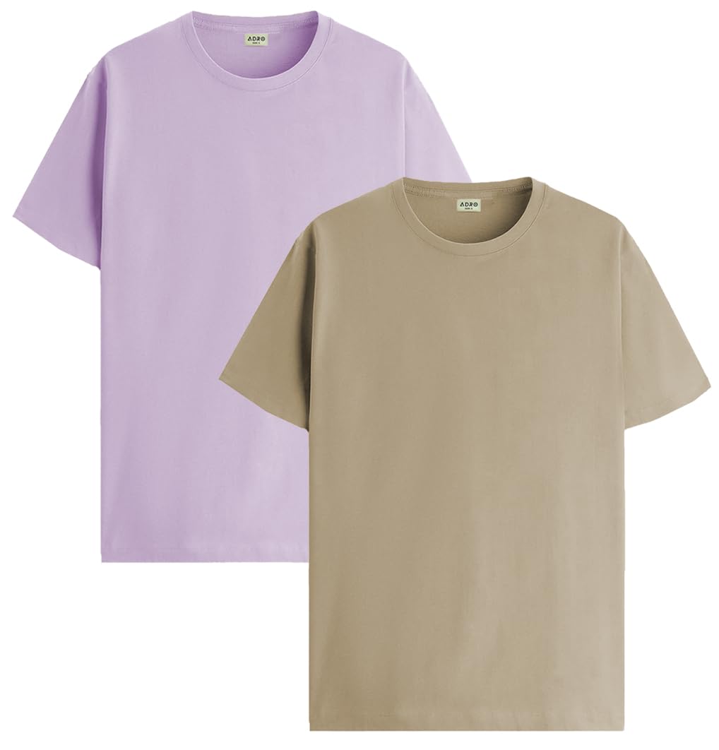ADRO T Shirts Pack of 2 Mens Tshirts Cotton T Shirts for Men Tshirt T-Shirts Combo T Shirts Tshirts for Men Plain Solid Tshirts