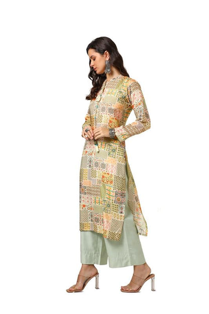 Soch Womens Cream Vicose Muslin Ethnic Motifs Kurta With Tassels