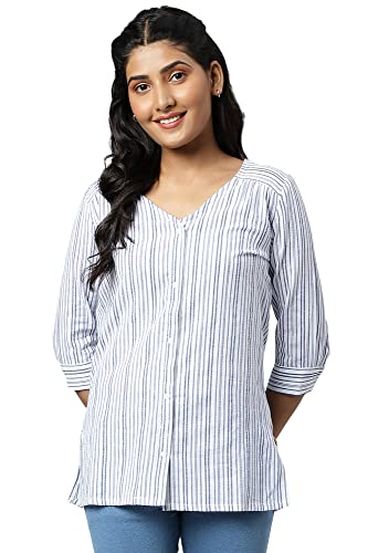 White Tailored Stripe Print Kurti