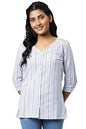 White Tailored Stripe Print Kurti