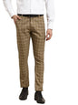 SOJANYA (Since 1958 Men's Cotton Blend Khaki & OffWhite Checked Casual Trousers:Size-34