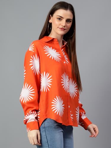 KOTTY Womens Oversized Cotton Blend Shirt(Multicolor,L)