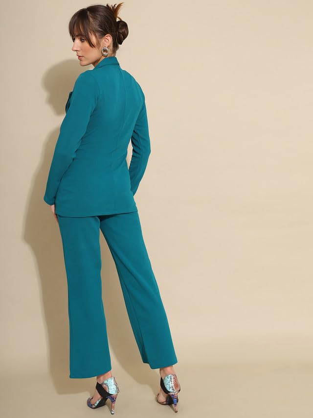 Selvia Co-ord Set for Women|Collared Neck Co-ord Set for Women| Blazer and Trouser|Solid Co-ord Set|Coat and Pant|2 Piece|Formal