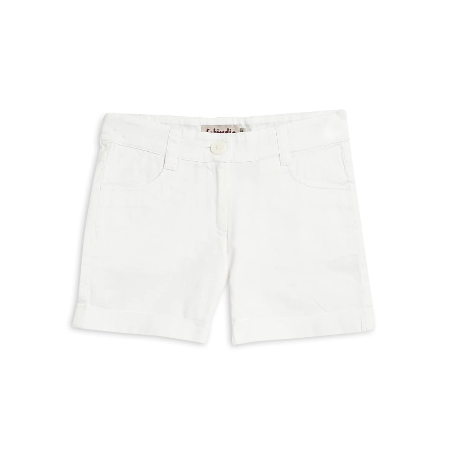 Fabindia Kids Offwhite Cotton Solid GIRL SHORTS