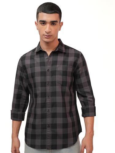 Ketch Men Long Sleeve Semi Fit Khsh001766 Grey M