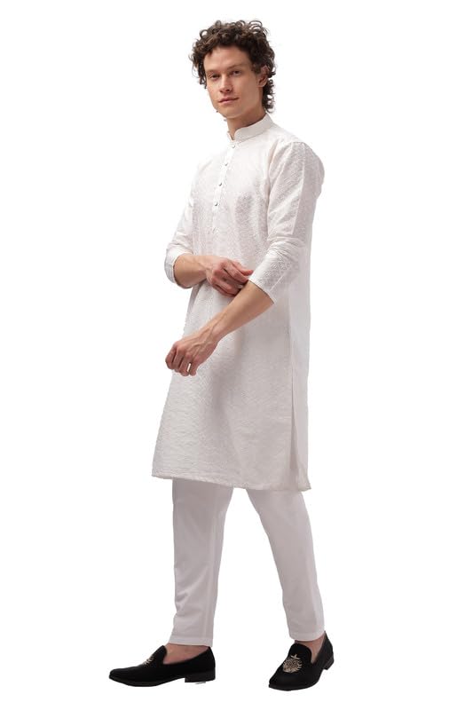 Be Active MenS Cotton Blend Regular Kurta (My0013-Kr 1_White)