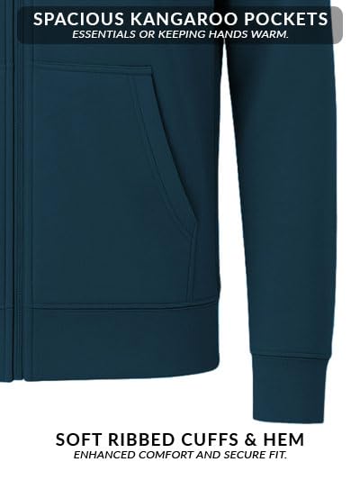 ADRO Men's Cotton Neck Hooded Sweatshirt (ZHH-24-PLN-SB_Teal