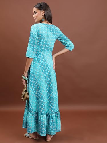 Ketch WomenS Polyester Maxi Dress (Kha1000073_Aqua