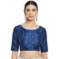 Fabindia Women Cotton Silk Chanderi Blouse Navy_34