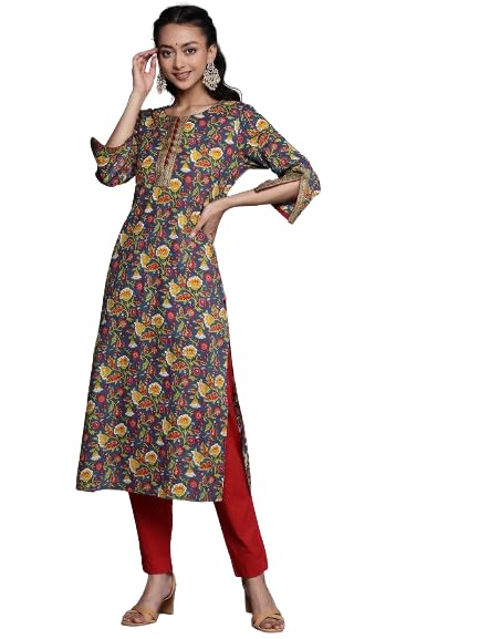 Varanga Women's Cotton Floral Regular Kurta